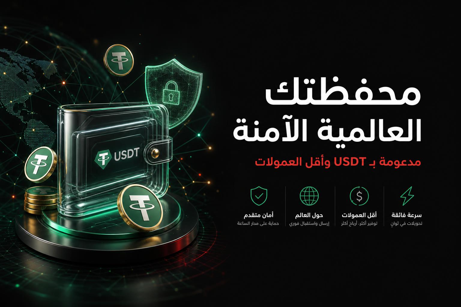 محفظة عالمية آمنة مدعومة بـ USDT